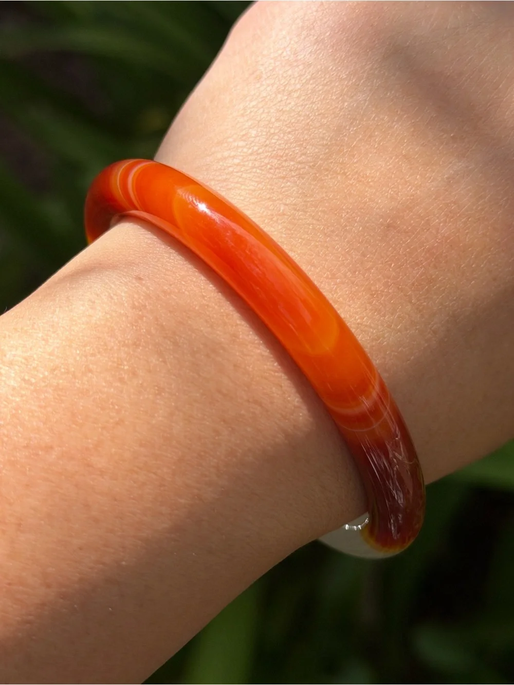 61mm inner diameter skinny banded agate carnelian bangle 1743